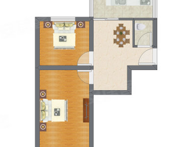 2室1厅 47.21平米户型图