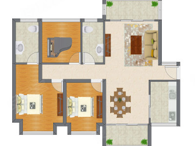 2室2厅 105.50平米