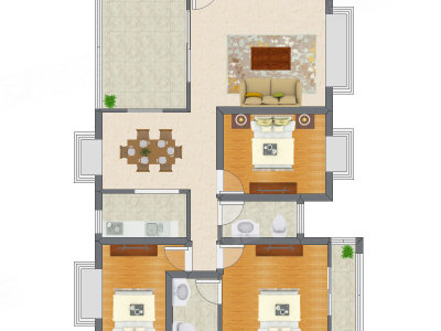 3室2厅 114.46平米