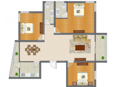 3室2厅 150.51平米户型图