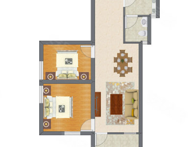 2室2厅 70.65平米户型图