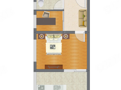 2室1厅 40.95平米户型图