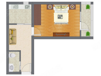 1室1厅 41.17平米户型图