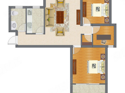 2室1厅 97.06平米户型图