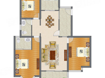 3室2厅 120.58平米户型图