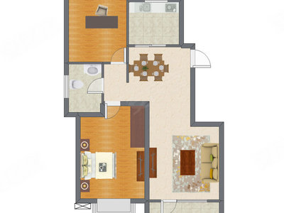 1室2厅 98.53平米户型图