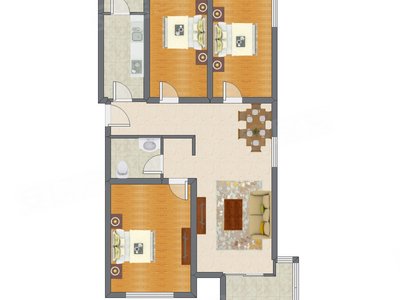 3室2厅 88.00平米