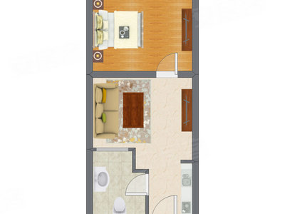 1室1厅 45.47平米户型图