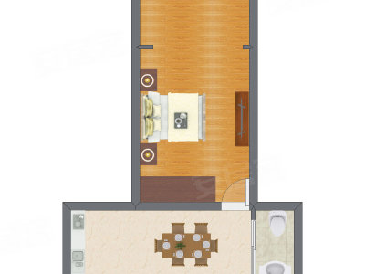 1室1厅 32.22平米户型图