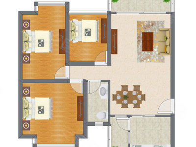 3室2厅 116.65平米户型图
