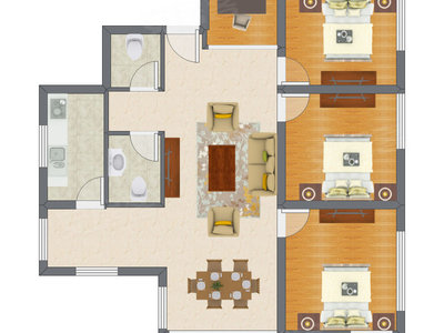 3室3厅 75.12平米户型图