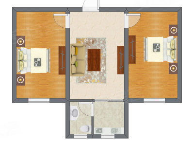 2室1厅 71.41平米户型图