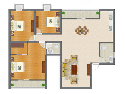 3室2厅 159.03平米户型图