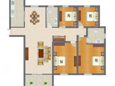 4室2厅 140.80平米