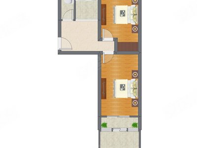 2室1厅 58.00平米