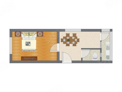 1室1厅 41.64平米户型图