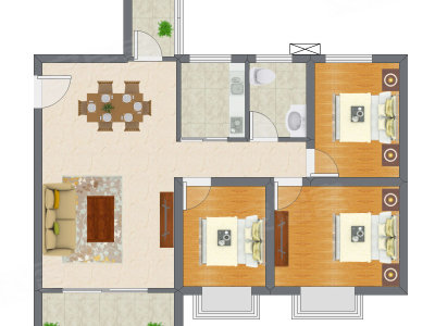 3室2厅 96.60平米户型图
