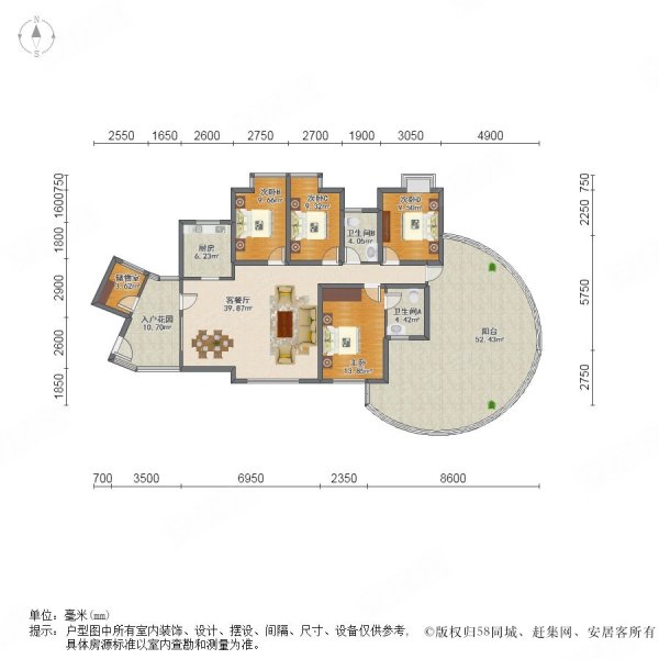 6米高复式阳台 拎包入住 南北通透 房东急售,湘江豪庭二手房,328万,4