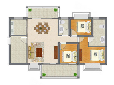 3室2厅 121.76平米