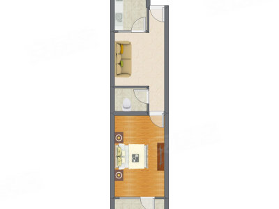 1室1厅 52.76平米户型图