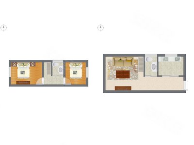 2室1厅 20.47平米户型图