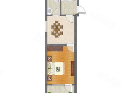 1室1厅 49.15平米户型图