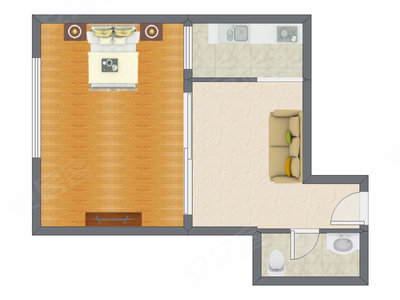1室1厅 48.31平米户型图