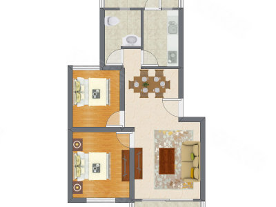 2室2厅 78.22平米户型图