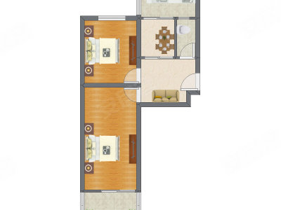2室2厅 65.82平米户型图