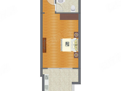 1室0厅 54.67平米户型图