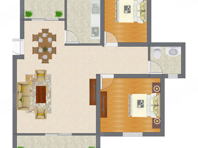 2室1厅 95.00平米户型图