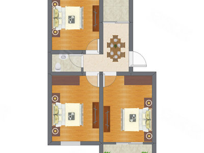 3室1厅 45.80平米