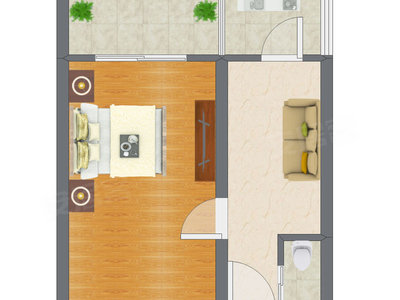 1室1厅 27.16平米户型图