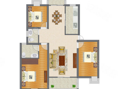 3室2厅 83.68平米