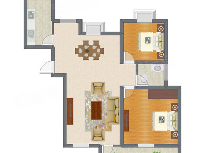 2室2厅 76.48平米户型图