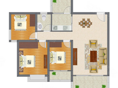 3室2厅 100.15平米户型图