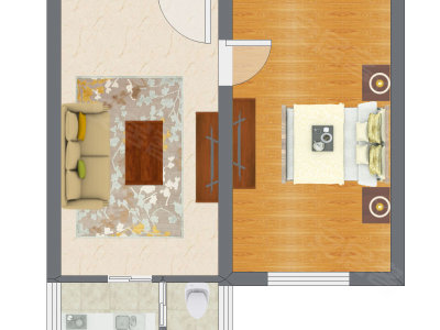 1室1厅 42.25平米户型图