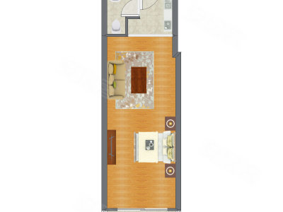 1室0厅 55.26平米户型图