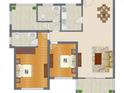 2室2厅 117.50平米户型图