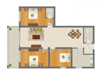 3室2厅 141.90平米