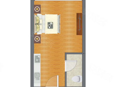 1室0厅 40.98平米户型图