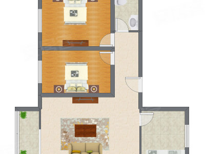 2室1厅 96.79平米