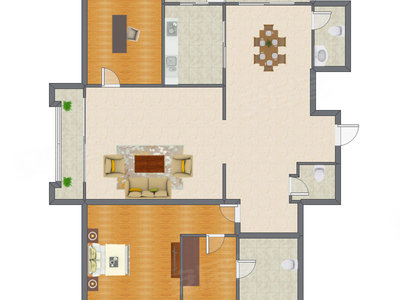 3室2厅 204.00平米户型图