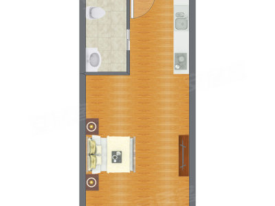 1室0厅 58.69平米户型图