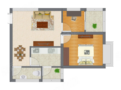 1室1厅 40.65平米户型图
