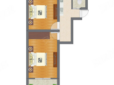 2室1厅 52.32平米户型图