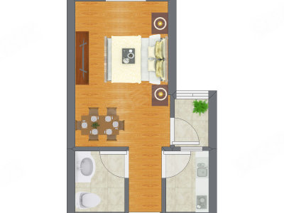 1室0厅 31.59平米户型图