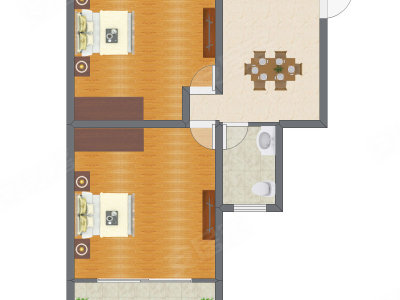 2室1厅 46.00平米
