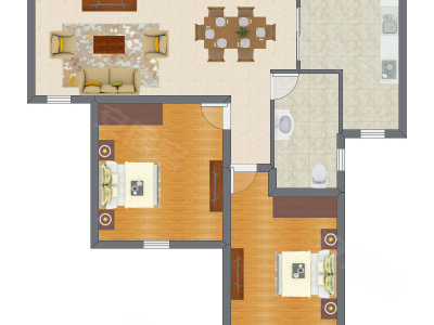 2室2厅 72.75平米