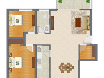 2室1厅 99.31平米